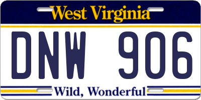 WV license plate DNW906