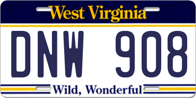 WV license plate DNW908
