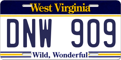 WV license plate DNW909