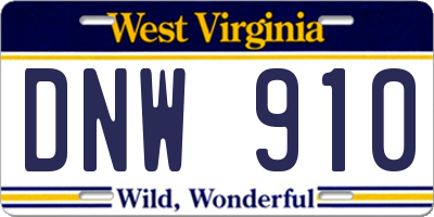 WV license plate DNW910