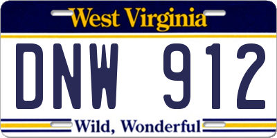 WV license plate DNW912