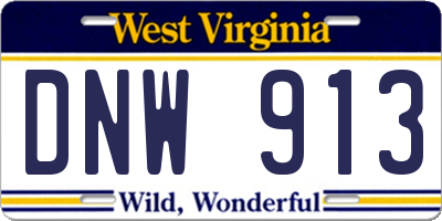 WV license plate DNW913