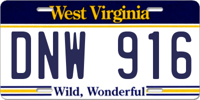 WV license plate DNW916