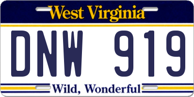 WV license plate DNW919