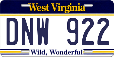 WV license plate DNW922
