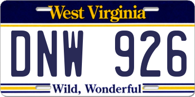 WV license plate DNW926