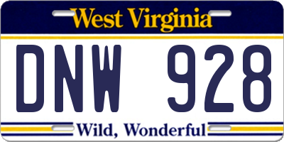 WV license plate DNW928