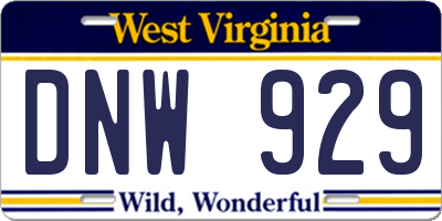 WV license plate DNW929