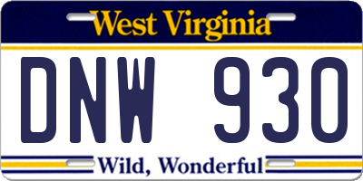 WV license plate DNW930
