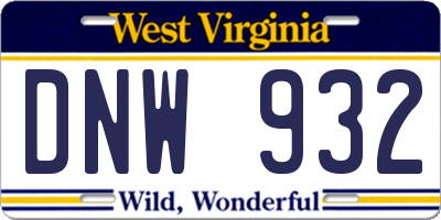 WV license plate DNW932
