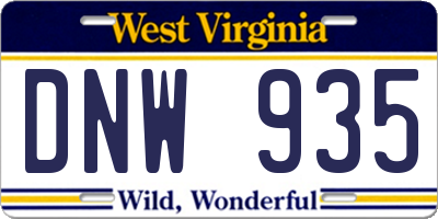 WV license plate DNW935