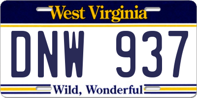 WV license plate DNW937