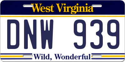 WV license plate DNW939