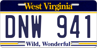 WV license plate DNW941