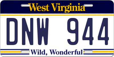 WV license plate DNW944