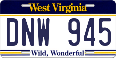 WV license plate DNW945