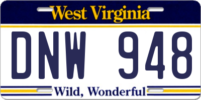 WV license plate DNW948