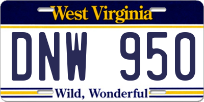 WV license plate DNW950