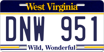 WV license plate DNW951