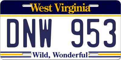 WV license plate DNW953