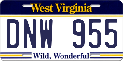 WV license plate DNW955
