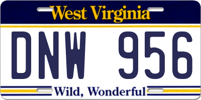WV license plate DNW956
