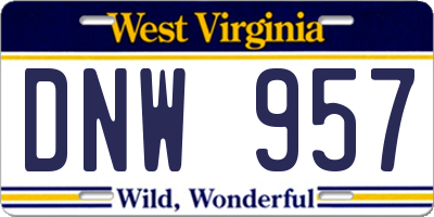 WV license plate DNW957