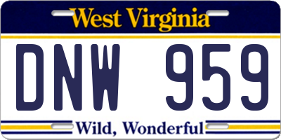 WV license plate DNW959