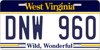 WV license plate DNW960