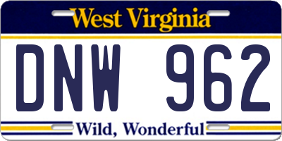 WV license plate DNW962