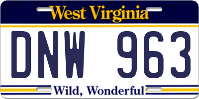 WV license plate DNW963