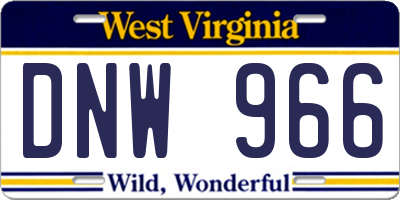 WV license plate DNW966