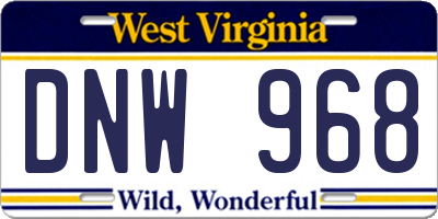 WV license plate DNW968