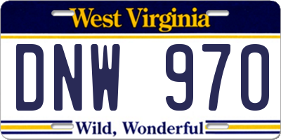 WV license plate DNW970