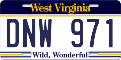 WV license plate DNW971
