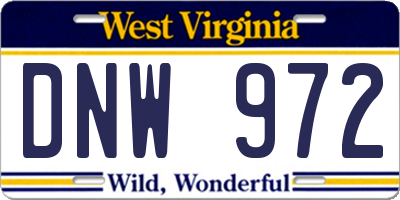 WV license plate DNW972