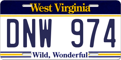 WV license plate DNW974