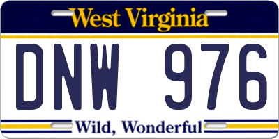 WV license plate DNW976