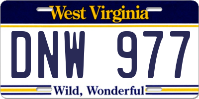 WV license plate DNW977