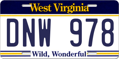 WV license plate DNW978