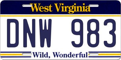 WV license plate DNW983