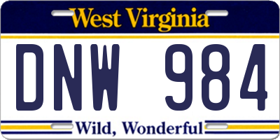 WV license plate DNW984