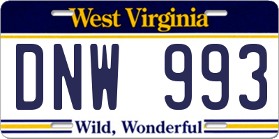 WV license plate DNW993