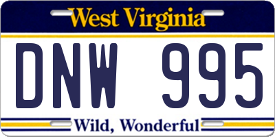 WV license plate DNW995