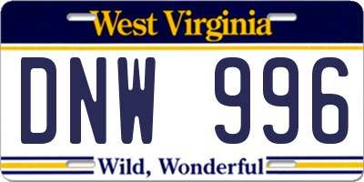 WV license plate DNW996