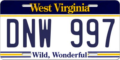 WV license plate DNW997