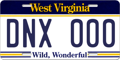 WV license plate DNX000