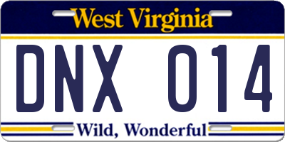 WV license plate DNX014