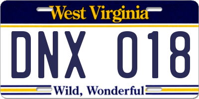 WV license plate DNX018