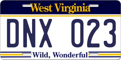 WV license plate DNX023